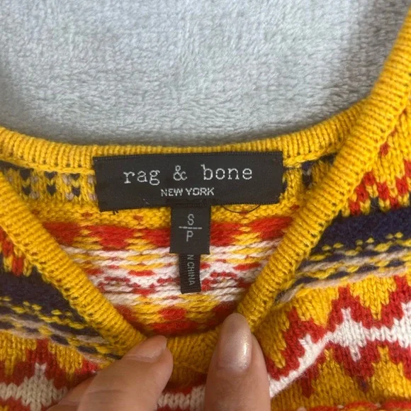 Rag & bone willow fair isle yellow wool sweater cami vest - Picture 3 of 9